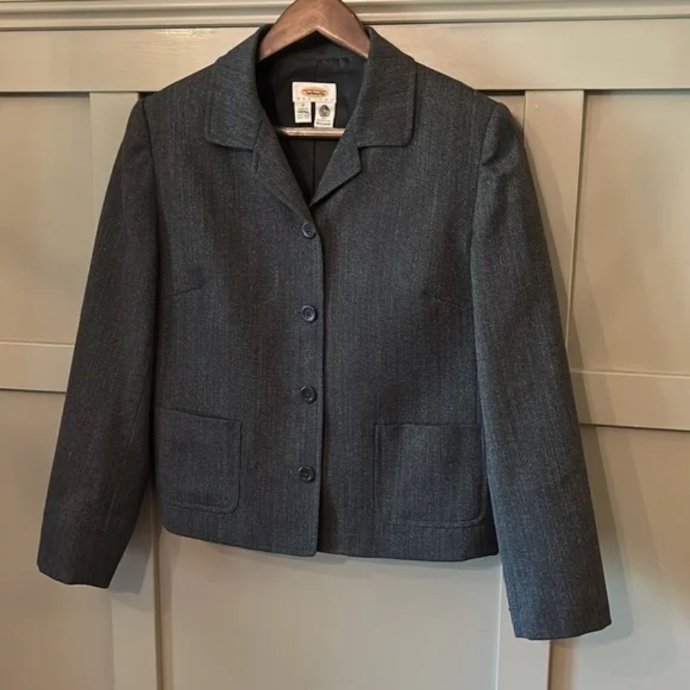Talbots Wool Blazer Jacket Button Front Charcoal … - image 3